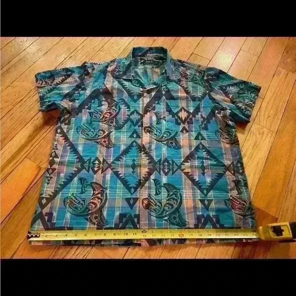 Polo Ralph Lauren Aztec/Hawaiian Plaid Shirt Short Sleeve Button Up Mens Size XL - Picture 12 of 15